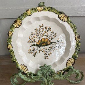 Mid Century Italian Majolica Plate Vintage Hand Painted Plate Italy 9”-A4